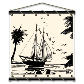 Toile tendue coton Corto Maltese - Adieu - écru