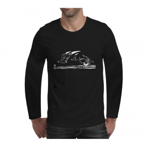 Tee shirt Corto Maltese - Mouettes - noir - manches longues Tee shirt Corto Maltese - Mouettes - noir - manches longues
