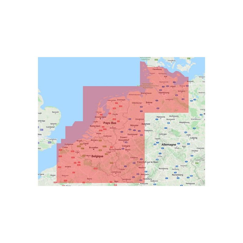 Navionics+ Regular NAEU076R Benelux & Allemagne, Ouest - update
