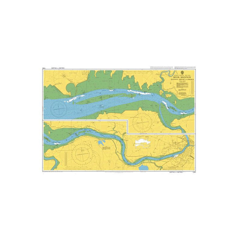 Admiralty - 1540 - carte marine - Fleuve Shannon, de l'aéroport de Shannon à Limerick