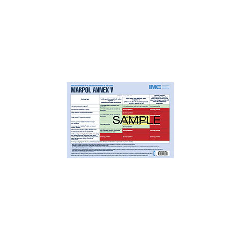 OMI - MARPOL Annex V Discharge Provisions Placard OMI - MARPOL Annex V Discharge Provisions Placard