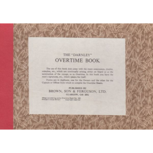 Brown, Son & Ferguson Ltd - LBK0165 - Overtime Book - Darnley