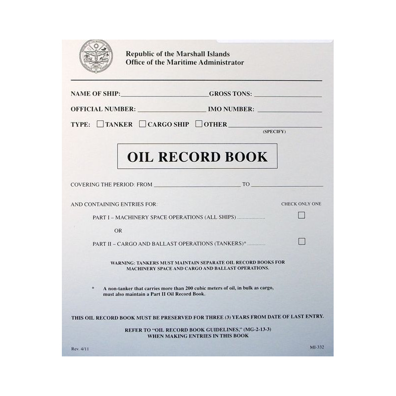International Registries - LBK0141 - Marshall Island Oil Record Book