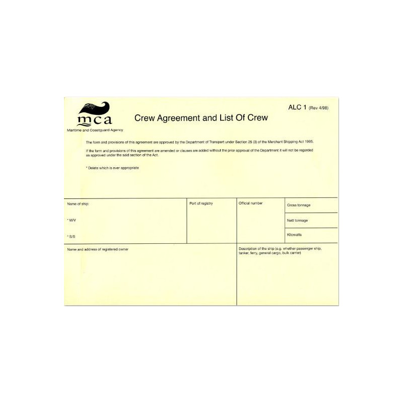 Maritime & Coastguard Agency - LBK0005 - Crew Agreement and List of Crew