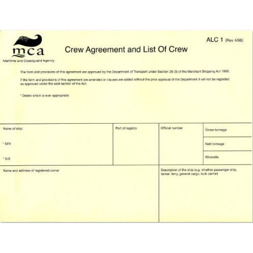 Maritime & Coastguard Agency - LBK0005 - Crew Agreement and List of Crew