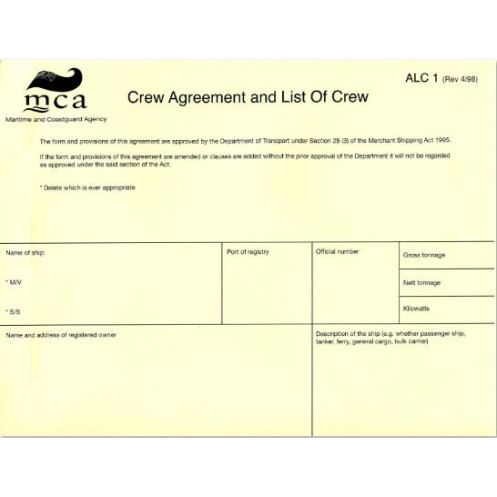 Maritime & Coastguard Agency - Crew Agreement and List of Crew