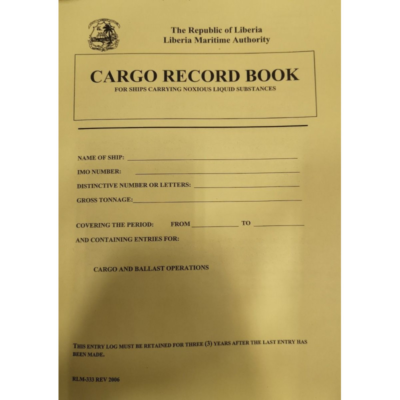 Cargo record book - for ships carrying noxious liguid substances