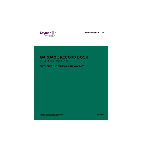 Cayman Islands Shipping Registery - CAY0035A - Garbage record book part 2 (solid bulk cargoes)