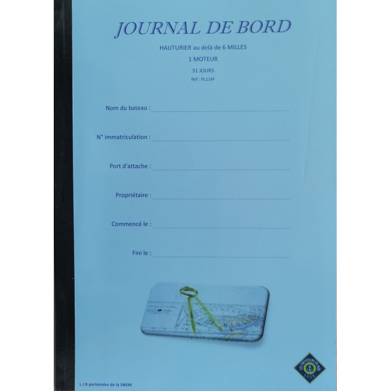 LJB - pL114F - Journal de bord Hauturier 1 moteur - 31 jours - A4