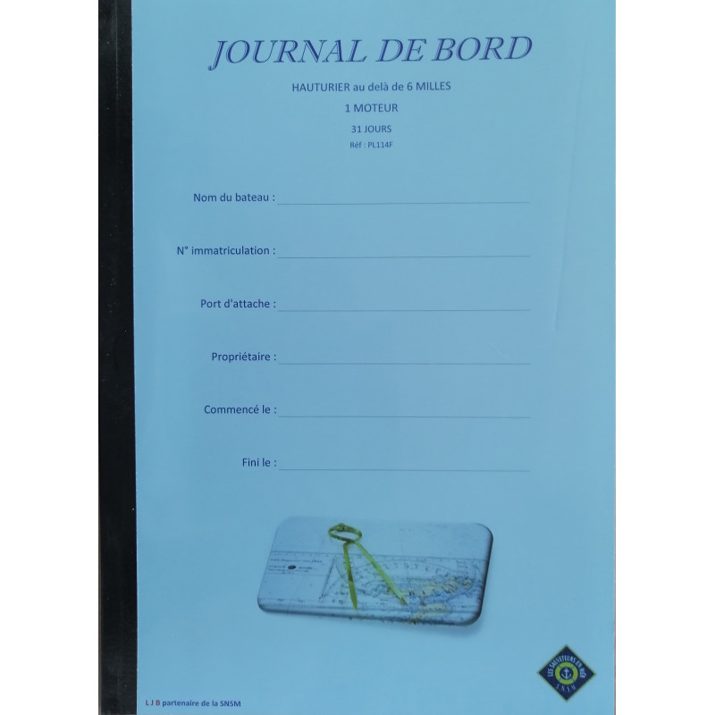 LJB - Journal de bord Hauturier 1 moteur - 31 jours - A4