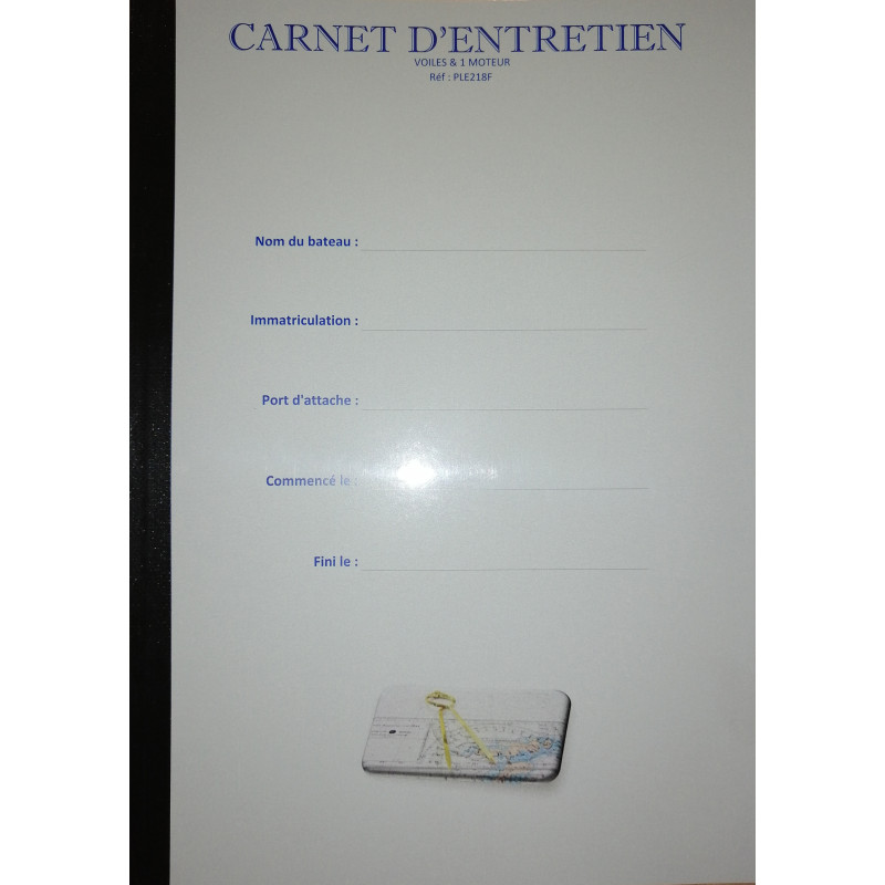 LJB - PLE218F - Carnet Entretien Voiles & 1 moteur A4 72 pleins