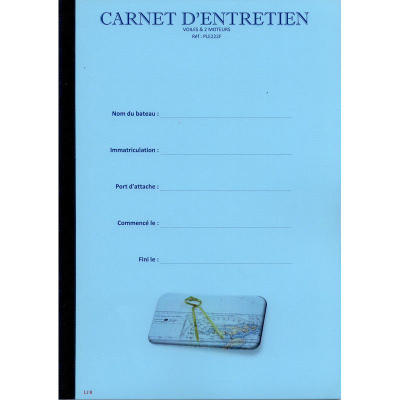 LJB - Carnet Entretien Voiles & 2 moteurs A4 72 pleins