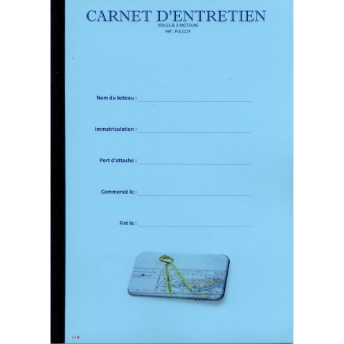 LJB - Carnet Entretien Voiles & 2 moteurs A4 72 pleins