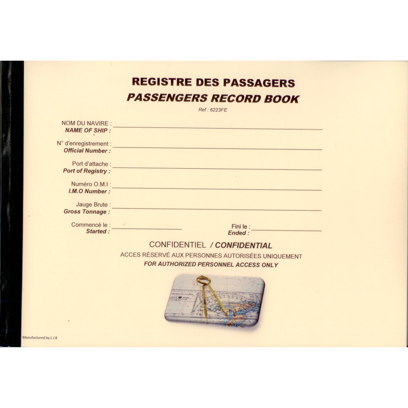 LJB - 6223FE - Registre des Passagers