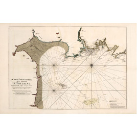 Reproduction carte marine ancienne de Granville à Cap Frehel en 1693