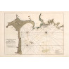 Reproduction of old nautical chart from Granville to Cap Frehel in 1693