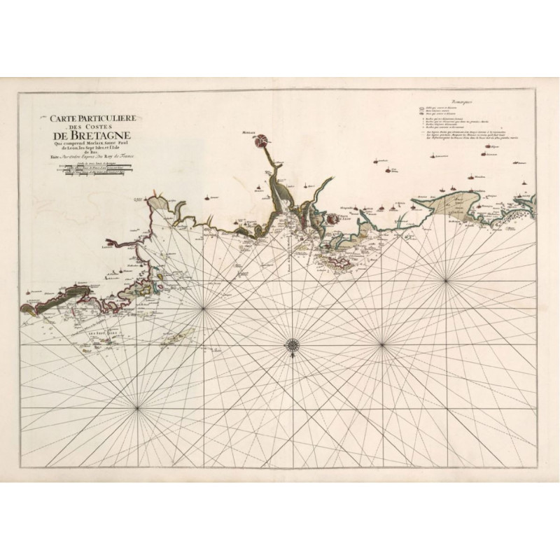 Reproduction carte marine ancienne de Tregastel à Guisseny en 1693