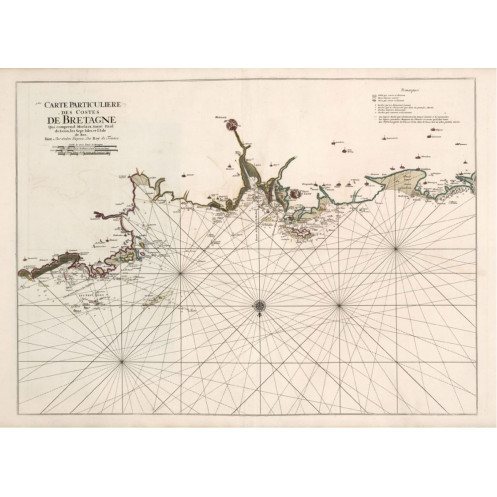 Reproduction carte marine ancienne de Tregastel à Guisseny en 1693