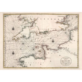 Reproduction carte marine ancienne de la Manche en 1693