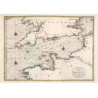 Reproduction of old nautical chart of the English Channel in 1693