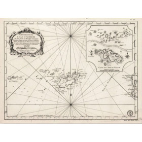 Carte marine ancienne des îles d'Aurigny et Chausey en 1750