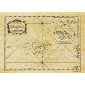 Reproduction carte marine ancienne des îles d'Aurigny et de Chausey en 1750