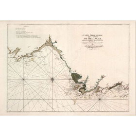 Carte marine ancienne du Cap Frehel à Tregastel en 1693