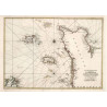 Reproduction of old nautical chart of the Cotentin Peninsula in 1693