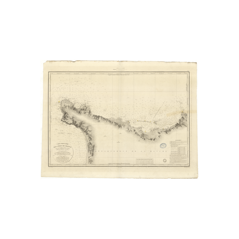 Reproduction carte marine ancienne - 845 - CHERBOURG (Abords), LEVI (Cap), VAUVILLE (Anse) - FRANCE (Côte Nord) - ATLANTIQUE, MA