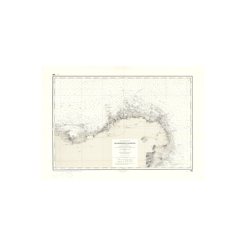 Reproduction carte marine ancienne Shom - 846 - BARFLEUR (Abords), QUERQUEVILLE, SAINT VAAST LA HOUGUE - FRANCE (Côte N