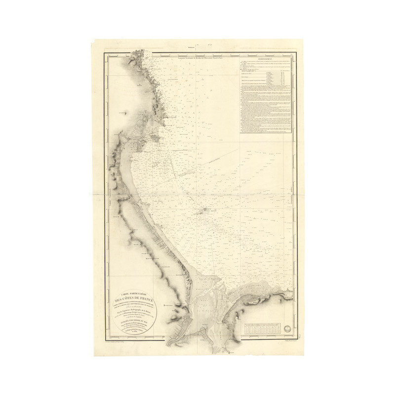 Reproduction carte marine ancienne Shom - 847 - SAINT-VAAST-LA-HOUGUE (Abords), BARFLEUR (Pointe), GRANDCAMP - FRANCE (C