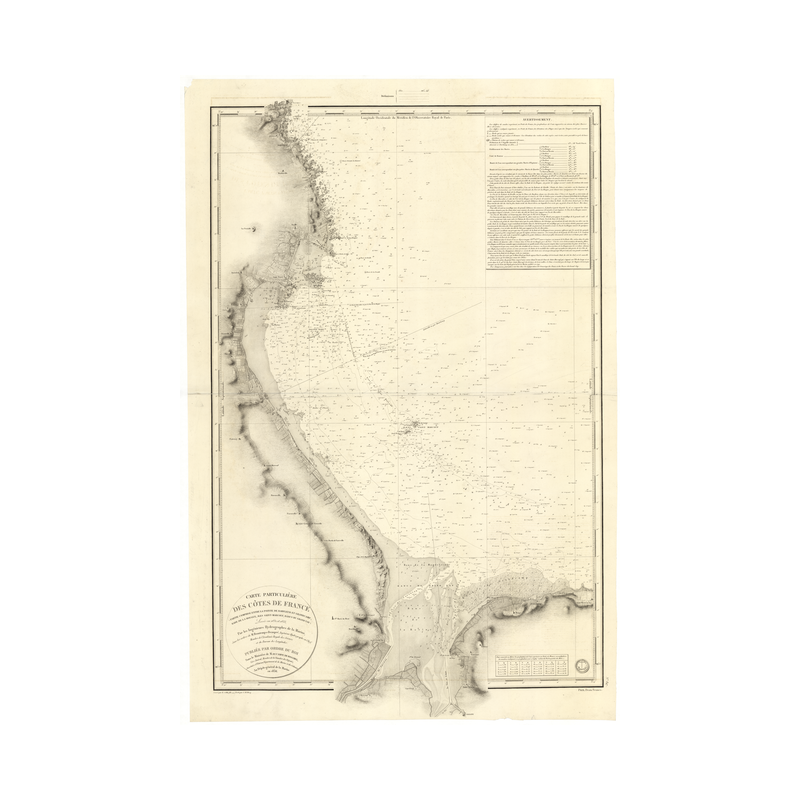 Reproduction carte marine ancienne - 847 - SAINT-VAAST-LA-HOUGUE (Abords), BARFLEUR (Pointe), GRANDCAMP - FRANCE (Côte Nord) - A