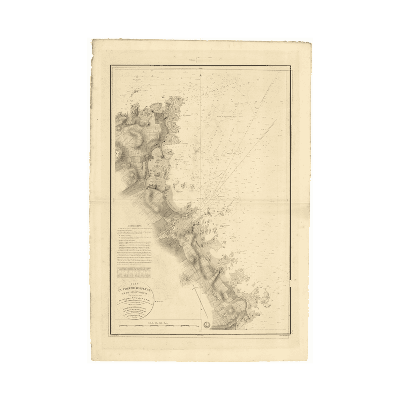 Reproduction carte marine ancienne Shom - 848 - BARFLEUR (Port) - FRANCE (Côte Nord) - Atlantique,MANCHE - (1836 - ?)