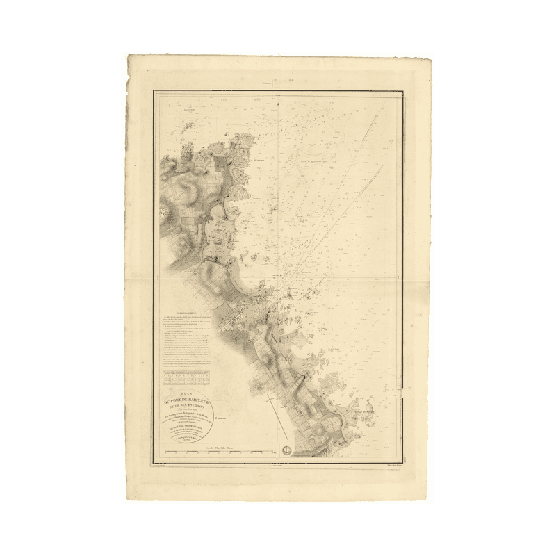Reproduction carte marine ancienne - 848 - BARFLEUR (Port) - FRANCE (Côte Nord) - ATLANTIQUE, MANCHE - (1836 - ?)