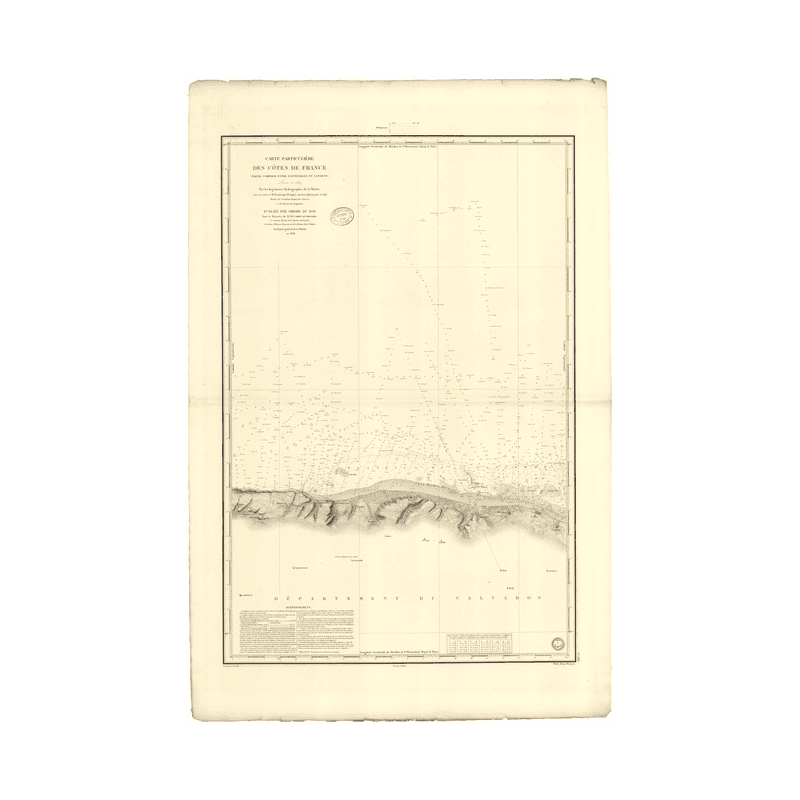 Reproduction carte marine ancienne Shom - 868 - SEINE (Baie), FONTENAILLES, LANGRUNE - FRANCE (Côte Nord) - Atlantique,