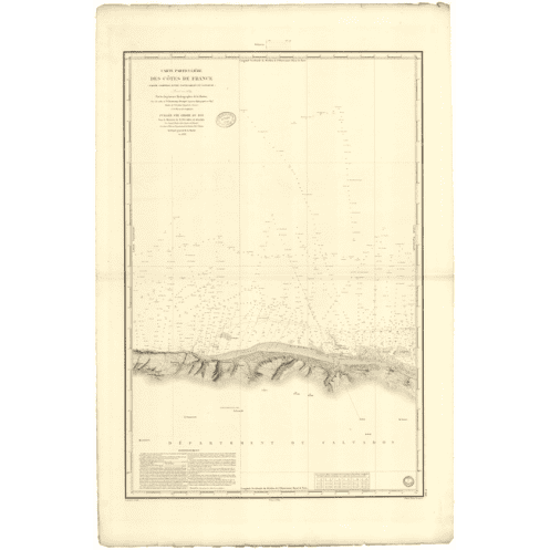 Reproduction carte marine ancienne Shom - 868 - SEINE (Baie), FONTENAILLES, LANGRUNE - FRANCE (Côte Nord) - Atlantique,