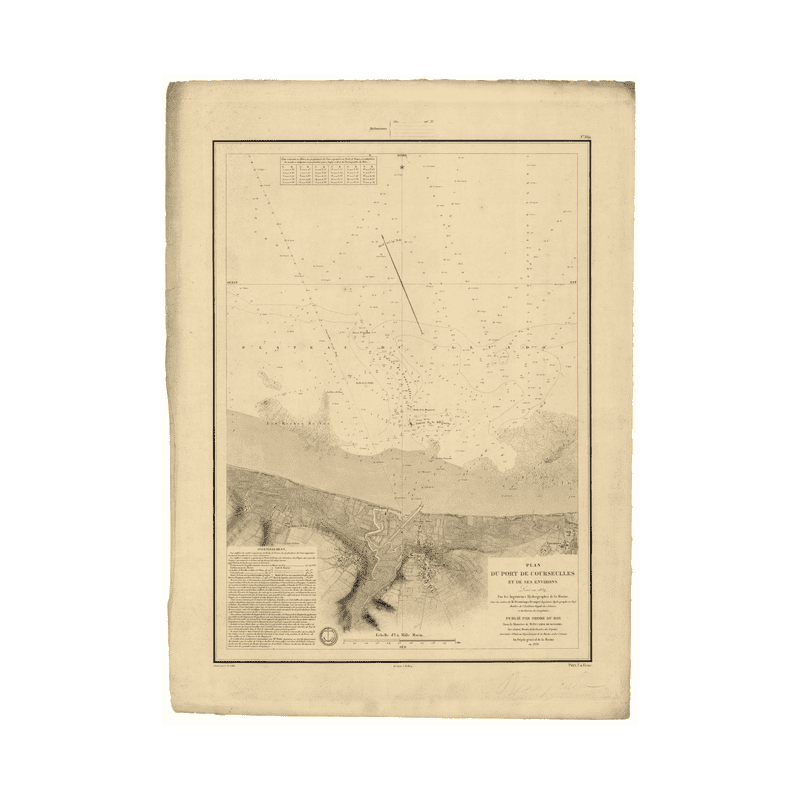 Reproduction carte marine ancienne - 869 - SEINE (Baie), COURSEULLES (Abords) - FRANCE (Côte Nord) - ATLANTIQUE, MANCHE - (1838