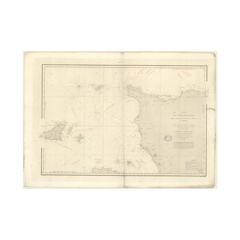 Reproduction carte marine ancienne - 881 - CARTERET (Havre), BARFLEUR - FRANCE (Côte Nord) - ATLANTIQUE, MANCHE - (1838 - 1984)