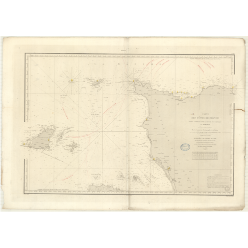 Reproduction carte marine ancienne Shom - 881 - CARTERET (Havre), BARFLEUR - FRANCE (Côte Nord) - Atlantique,MANCHE - (