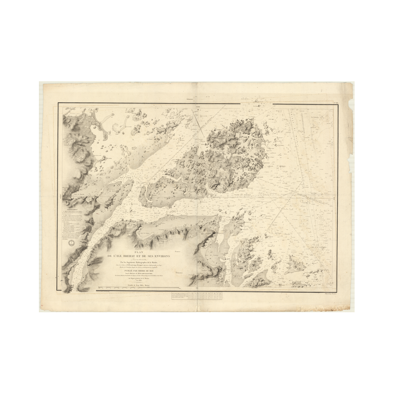 Reproduction carte marine ancienne Shom - 882 - BREHAT (Abords) - FRANCE (Côte Nord) - Atlantique,MANCHE - (1838 - 1992