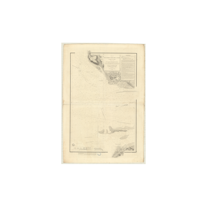 Reproduction carte marine ancienne - 892 - SEINE (Embouchure), HAVRE (Abords) - FRANCE (Côte Nord) - ATLANTIQUE, MANCHE - (1839