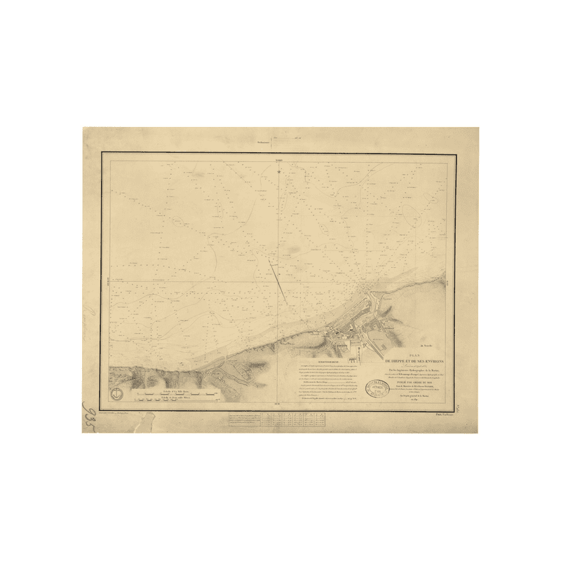 Carte marine ancienne - 935 - DIEPPE (Abords) - FRANCE (Côte Nord) - ATLANTIQUE, MANCHE - (1841 - 1946)