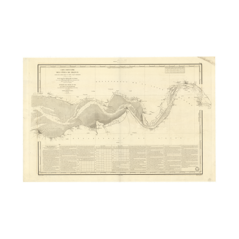 Reproduction carte marine ancienne - 949 - SEINE (Cours), LE TRAIT, HONFLEUR - FRANCE (Côte Nord) - ATLANTIQUE, MANCHE - (1841 -