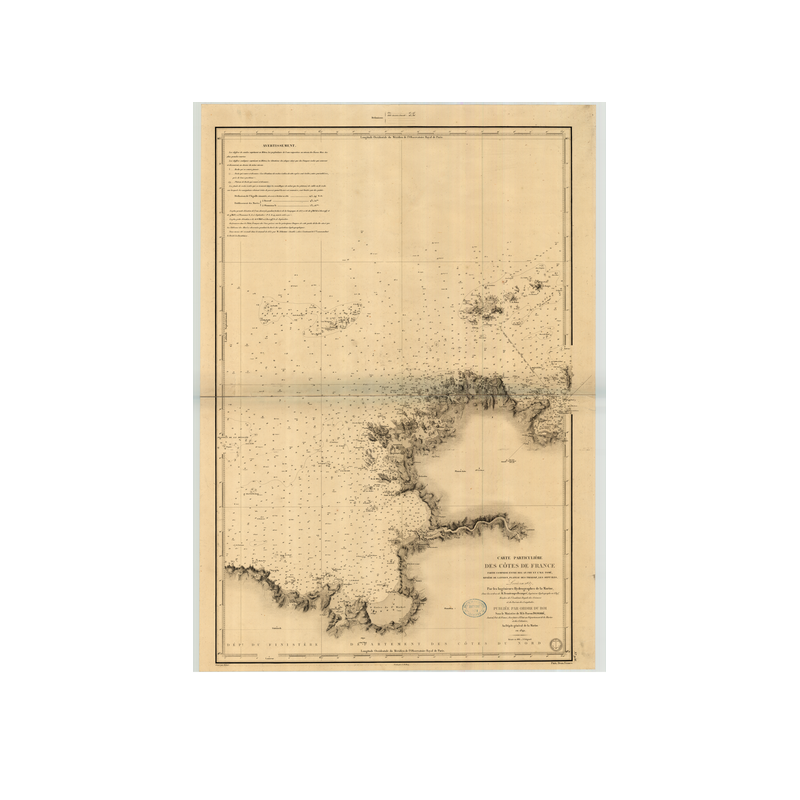 Reproduction of old nautical chart - 956 - TOME (île), BEG AN FRY - FRANCE (Côte Nord) - ATLANTIQUE, MANCHE - (1842 - 1946)