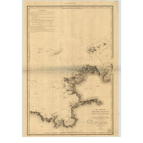 Reproduction of old nautical chart - 956 - TOME (île), BEG AN FRY - FRANCE (Côte Nord) - ATLANTIQUE, MANCHE - (1842 - 1946)
