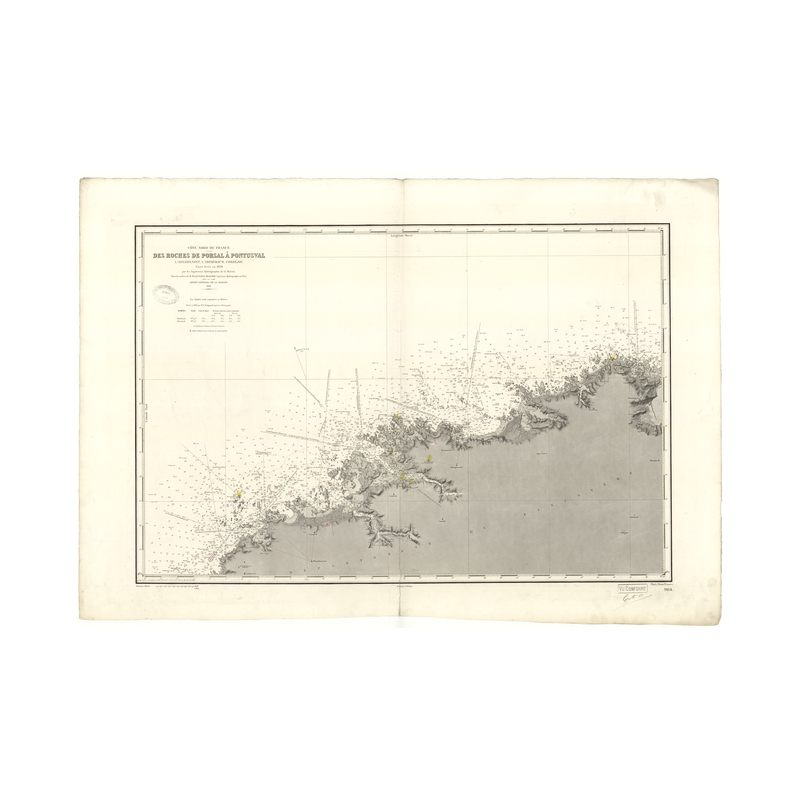 Reproduction carte marine ancienne Shom - 964 - pONTUSVAL, pORSAL (Roches) - FRANCE (Côte Nord) - Atlantique,MANCHE - (