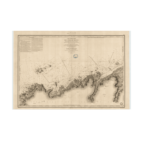Reproduction of old nautical chart - 967 - HEAUX DE BREHAT, GRANDE (île) - FRANCE (Côte Nord) - ATLANTIQUE, MANCHE - (1842 - 199