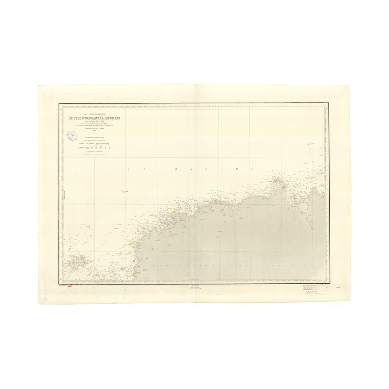 Reproduction carte marine ancienne Shom - 971 - BATZ (île), OUESSANT (île) - FRANCE (Côte Nord) - Atlantique,MANCHE -