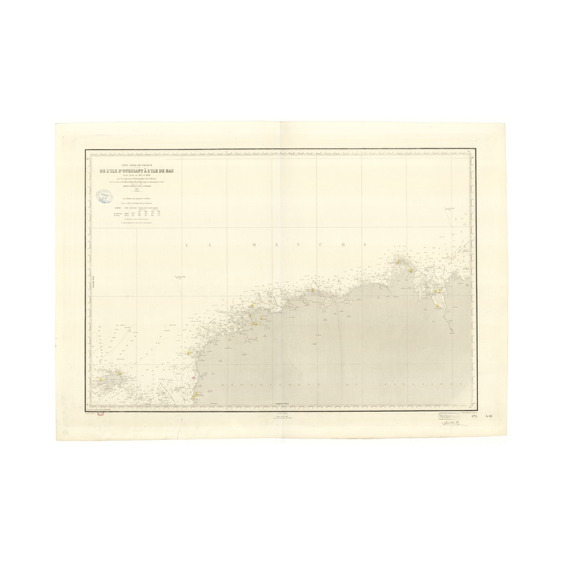 Reproduction of old nautical chart - 971 - BATZ (île), OUESSANT (île) - FRANCE (Côte Nord) - ATLANTIQUE, MANCHE - (1843 - 1953)