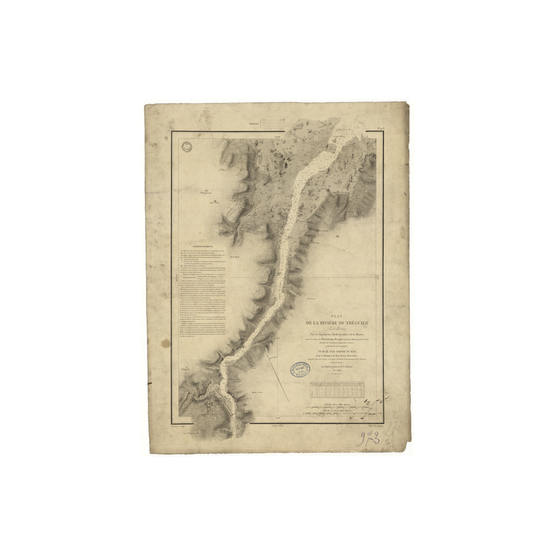 Reproduction carte marine ancienne Shom - 973 - TREGUIER (Rivière) - FRANCE (Côte Nord) - Atlantique,MANCHE - (1843 -